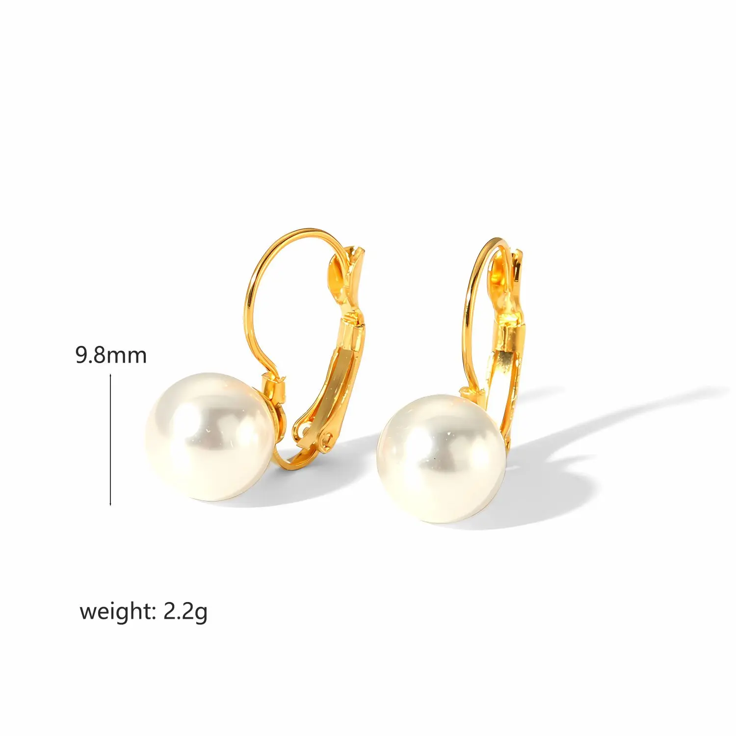 1 paire de boucles d'oreilles géométriques simples de style classique en acier inoxydable plaqué or 18 carats avec perles d'imitation incrustées pour femmes h5 Image2